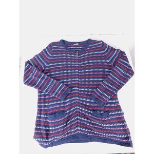 Esmara Cardigan Sweater Womens XL Blue Striped Full Zip Pockets Knit Cotton